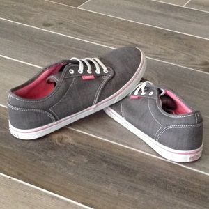 Pink and gray woman's vans